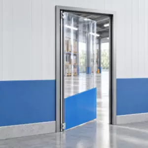 Маятниковая распашная одностворчатая эластичная дверь из ПВХ 210*90